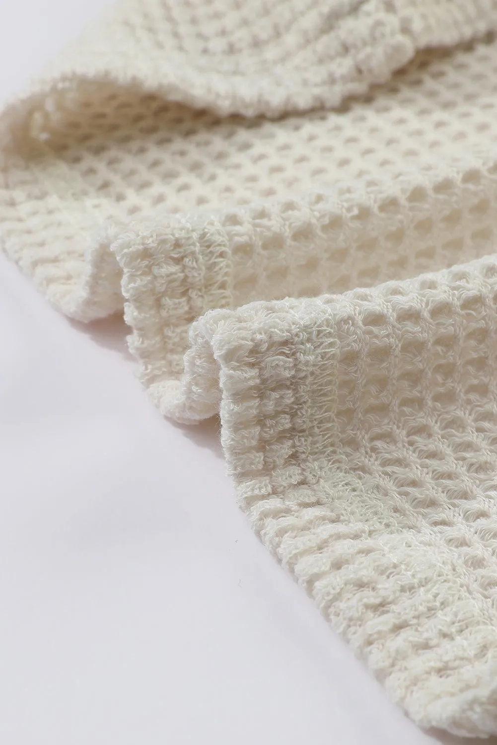 Beige Waffle Knit Top