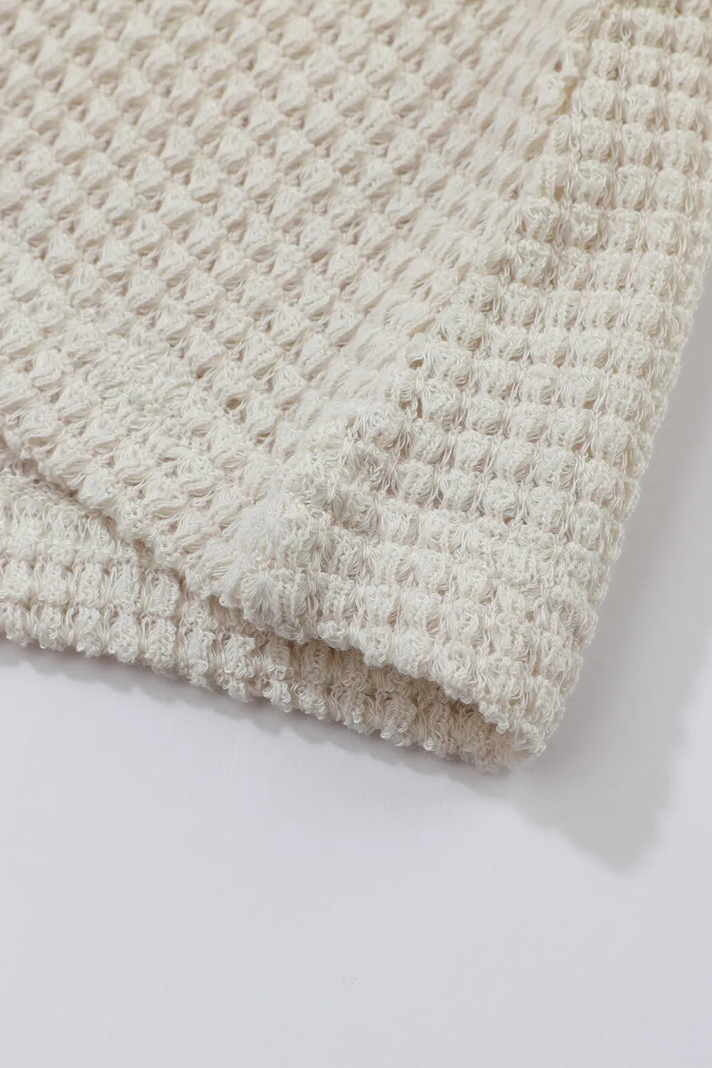 Beige Waffle Knit Top