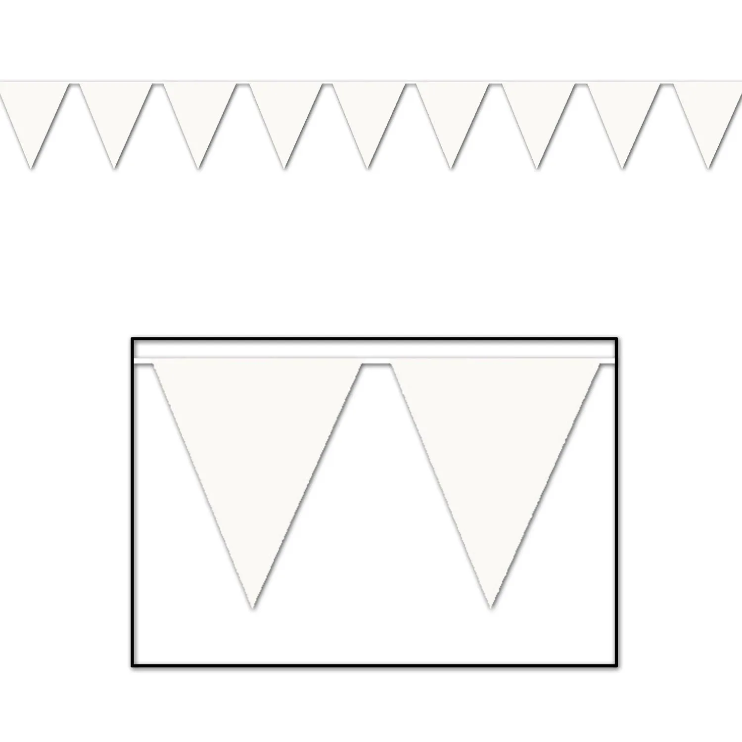 Beistle White Indoor/Outdoor Pennant Banner, 12 ft 11 in  x 12' (1/Pkg) Party Supply Decoration : General Occasion