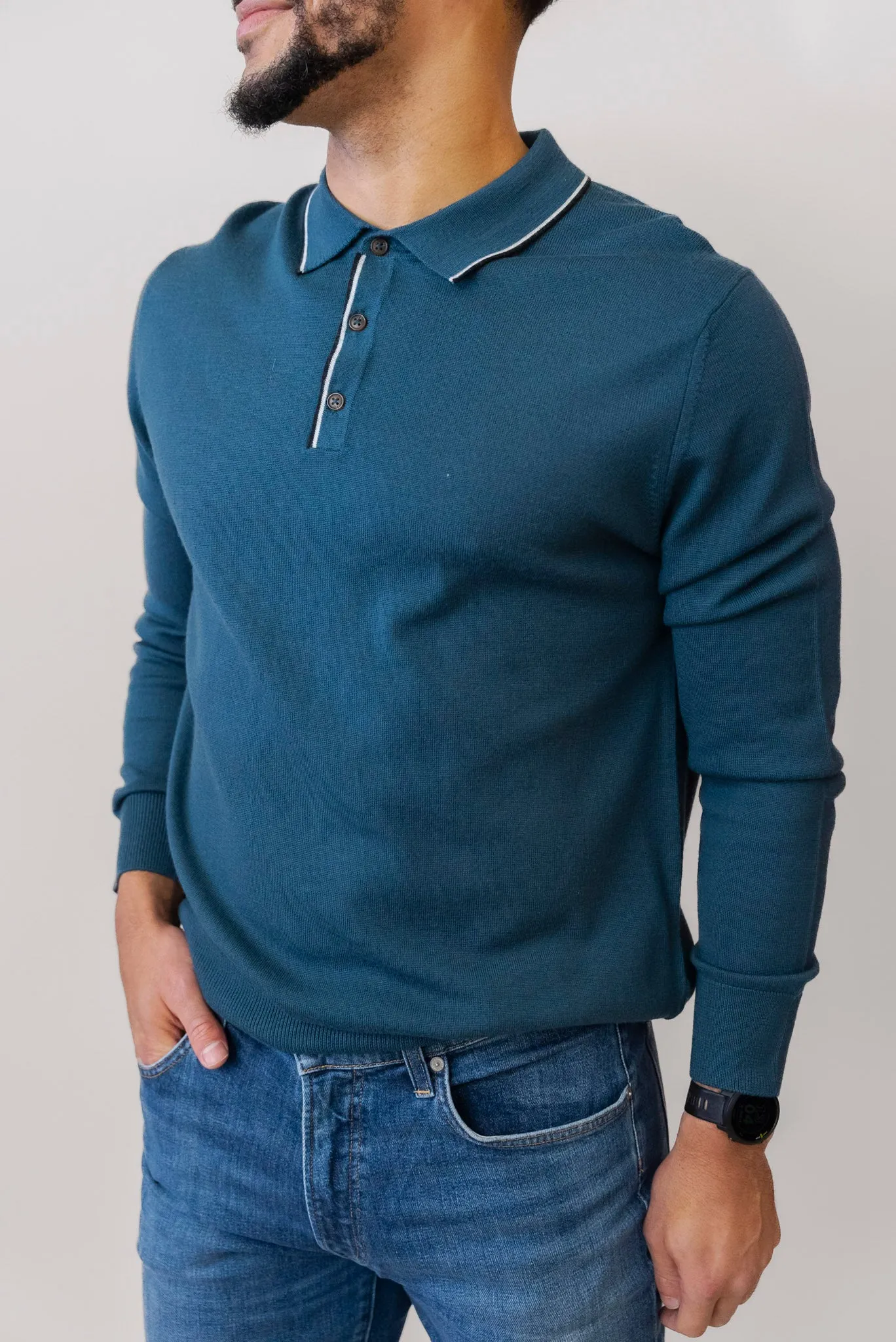 BEN SHERMAN Tipped Merino Polo