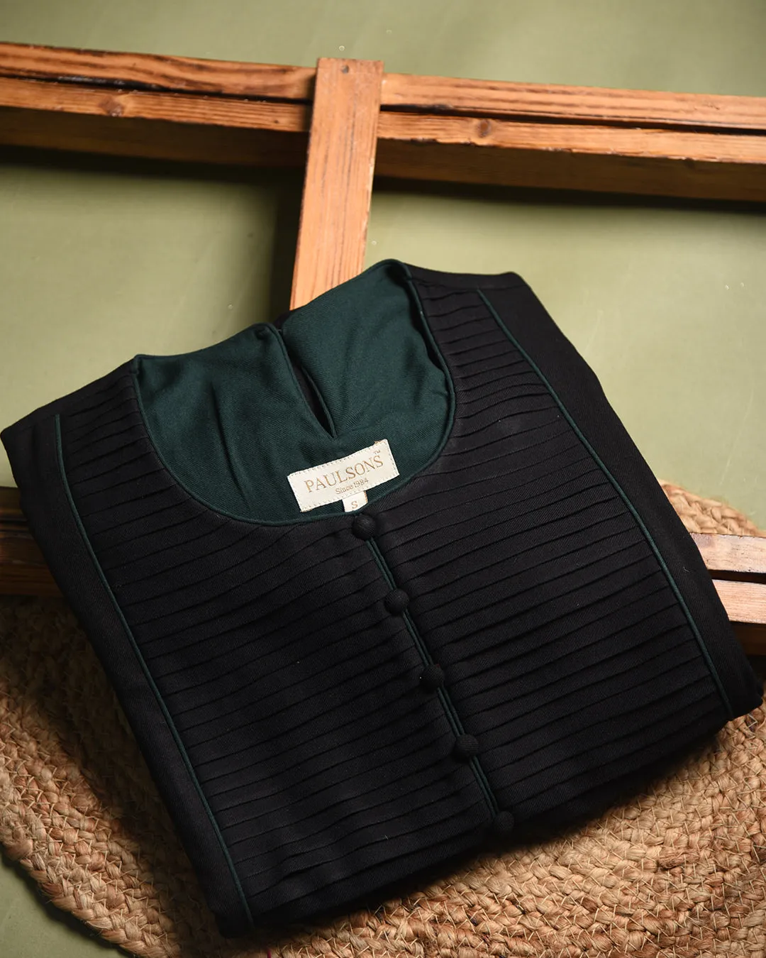 Black Winter Wear Wool Spun Blend Embroidered Ready To Wear Straight Kurta With Pant