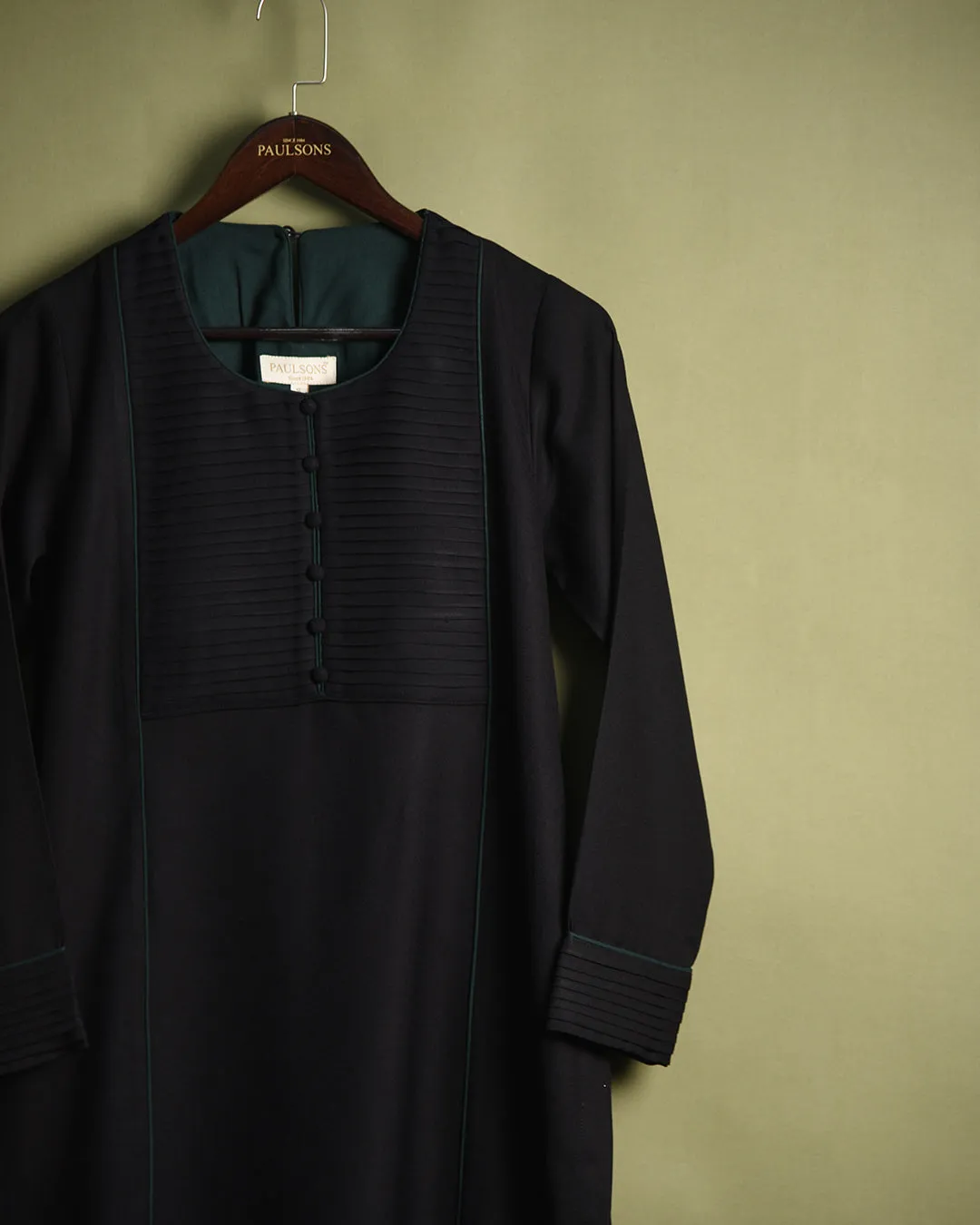 Black Winter Wear Wool Spun Blend Embroidered Ready To Wear Straight Kurta With Pant