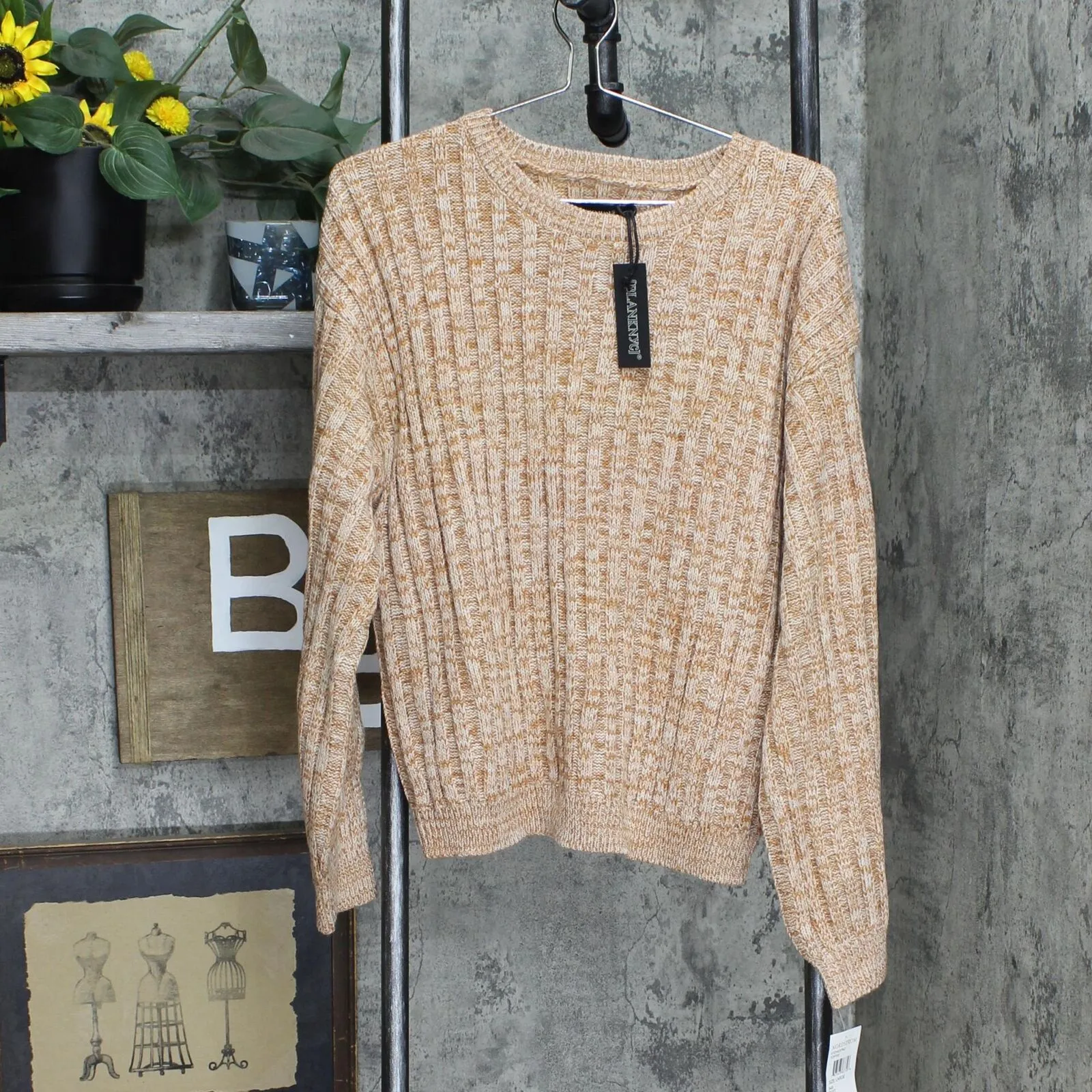 [BLANKNYC] Heather Ribbed Crewneck Sweater
