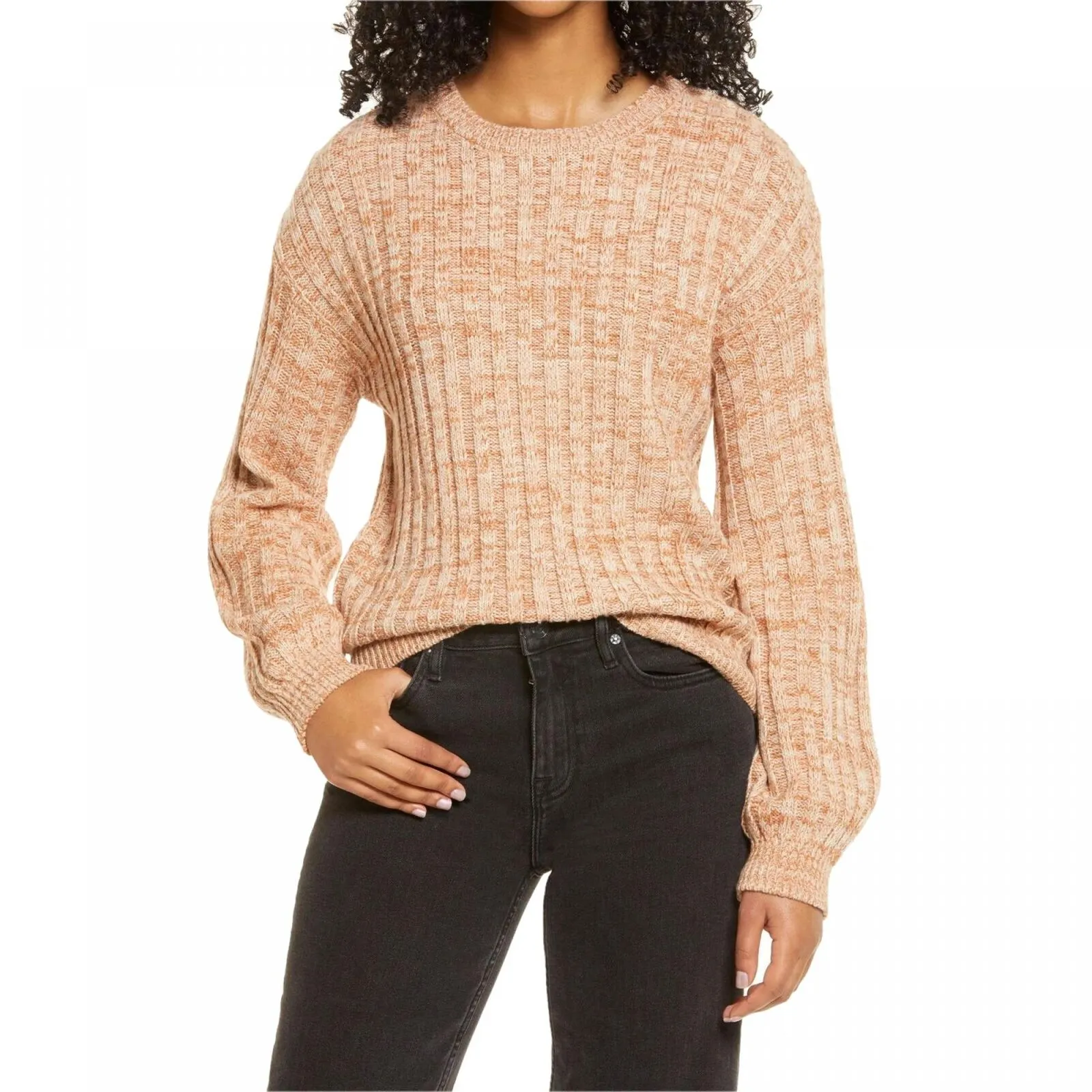 [BLANKNYC] Heather Ribbed Crewneck Sweater