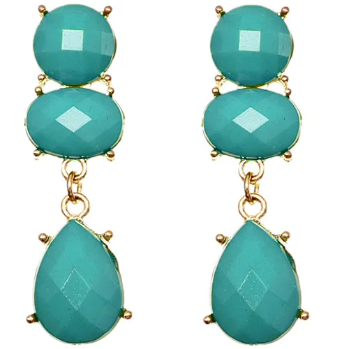 Blue Elegant Faceted Teardrop Post Earrings