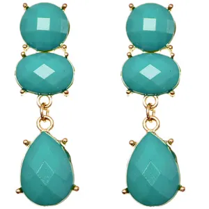 Blue Elegant Faceted Teardrop Post Earrings