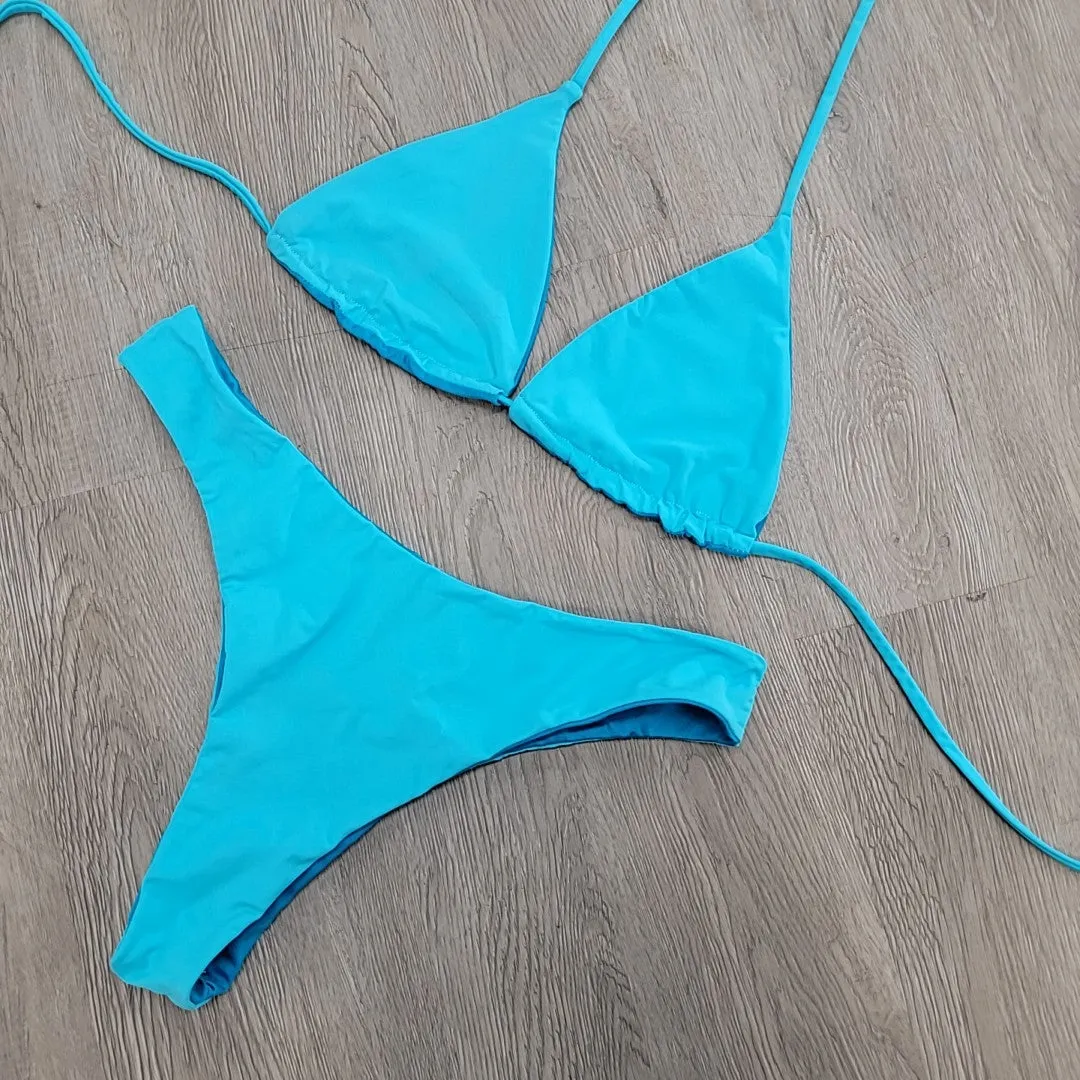 Blue on Blue Triangle Top Sample