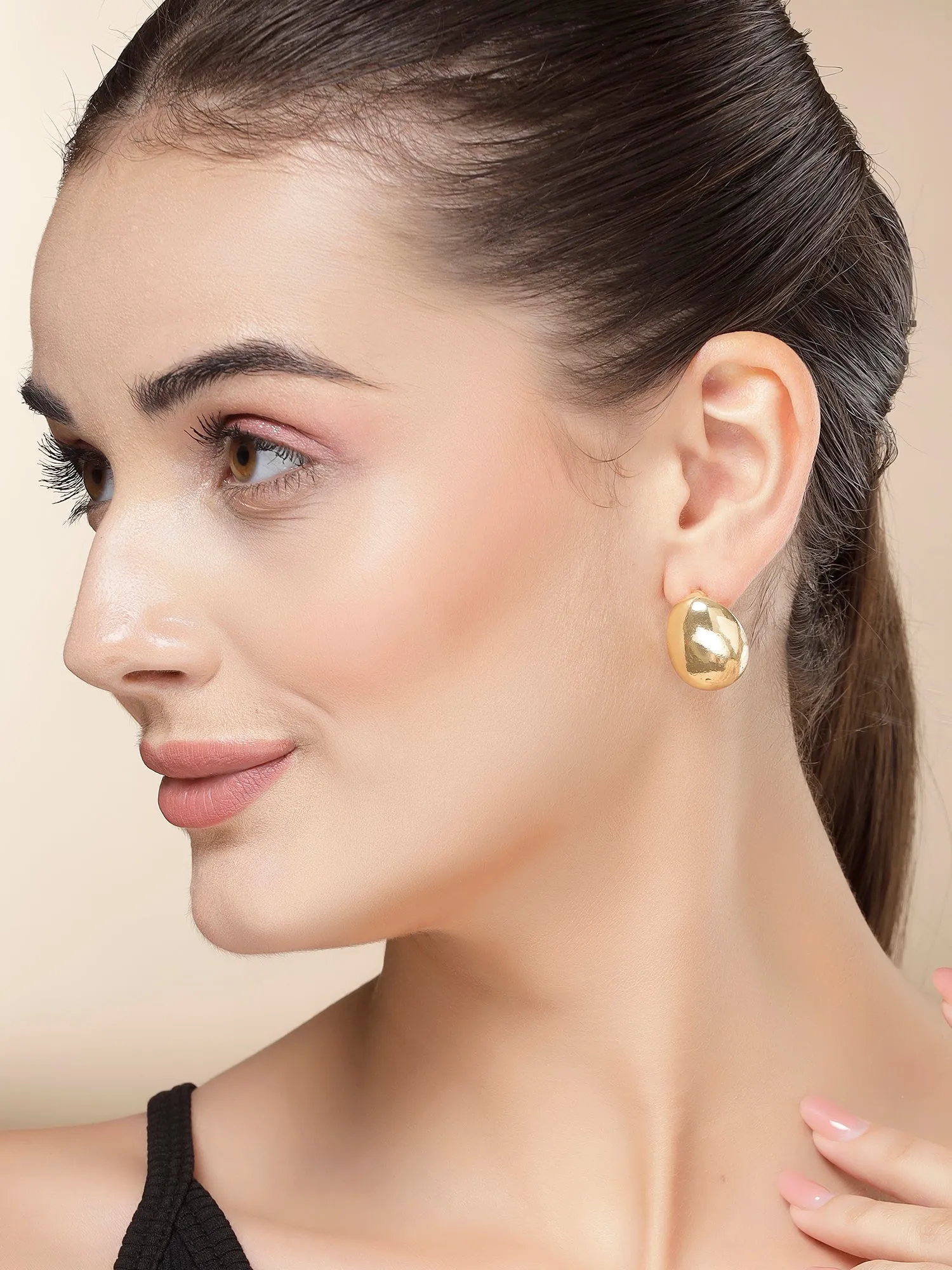 Bohey by KARATCART Gold Plated Classic Dome Shape Stud Earrings for Women