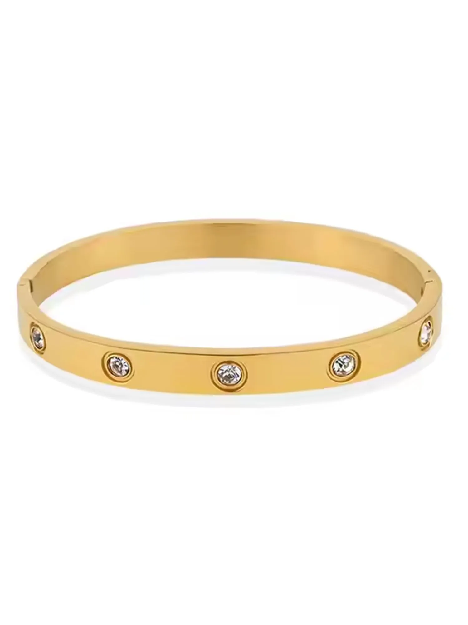 Bohey by KARATCART Gold Plated CZ Stainless Steel Kada Bracelet for Women