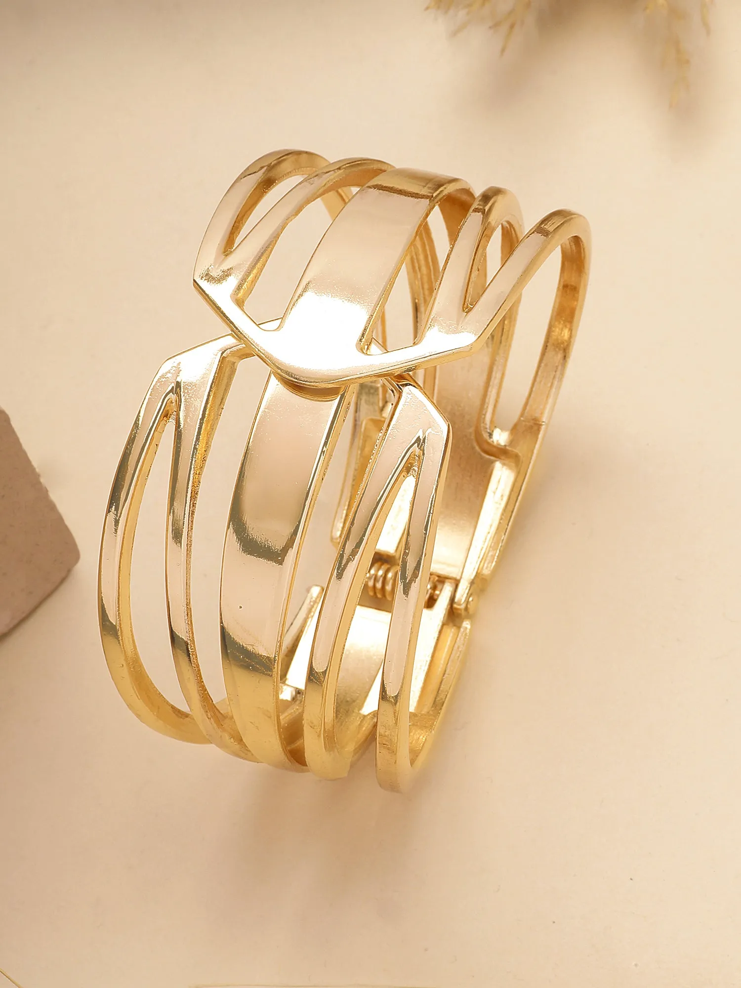 Bohey by KARATCART Gold Plated Designer Kada Bracelet for Women