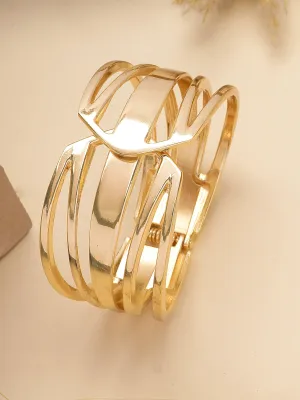 Bohey by KARATCART Gold Plated Designer Kada Bracelet for Women