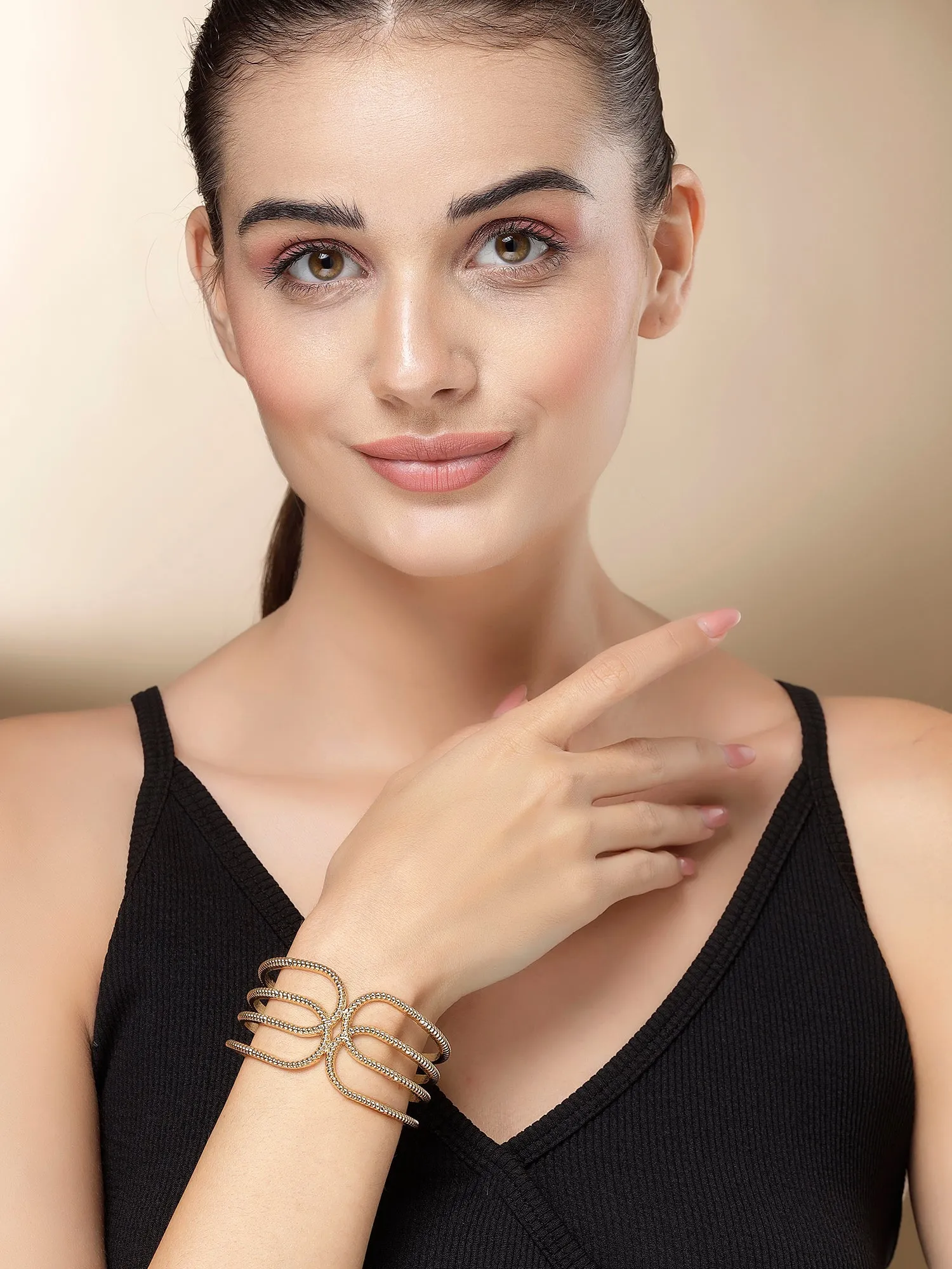 Bohey by KARATCART Gold Plated Designer Kada Bracelet for Women