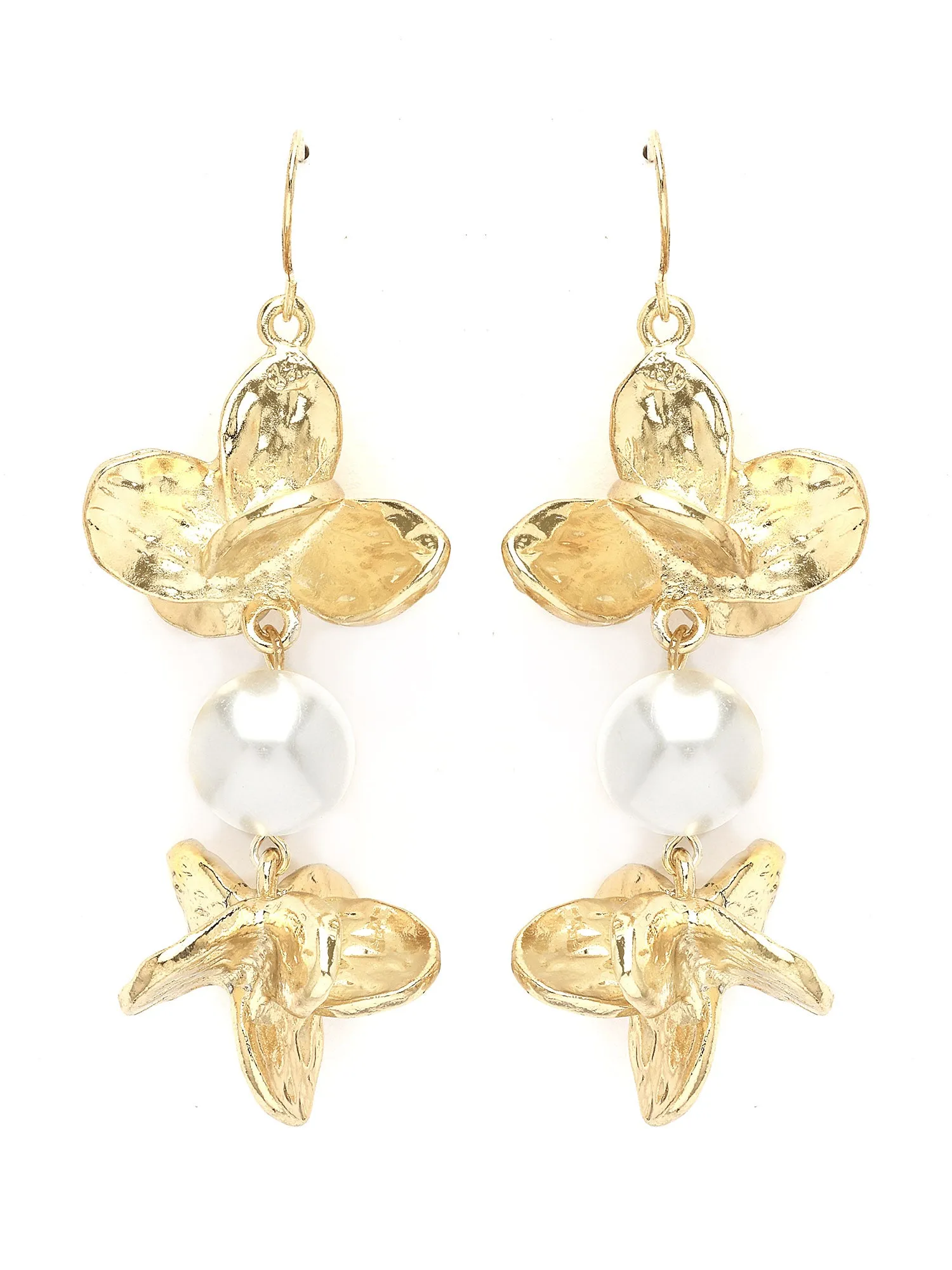 Bohey by KARATCART Gold Plated Floral Design Drop Earrings for Women