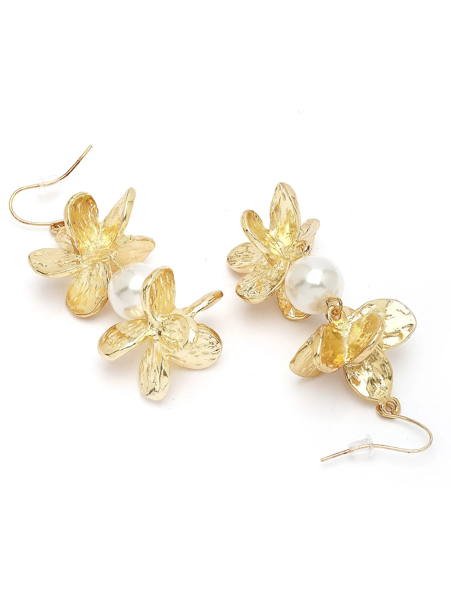 Bohey by KARATCART Gold Plated Floral Design Drop Earrings for Women