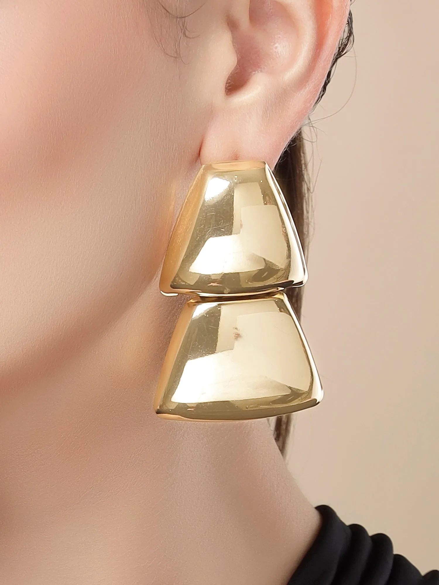 Bohey by KARATCART Gold Plated Geometrical Shape Drop Earrings for Women