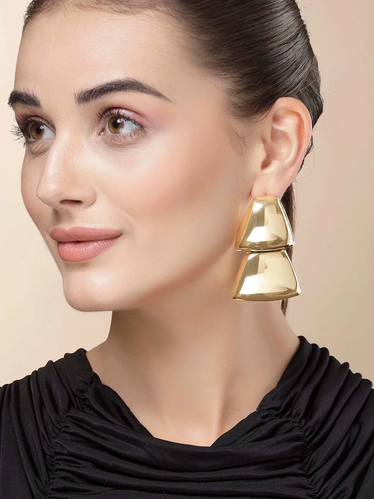 Bohey by KARATCART Gold Plated Geometrical Shape Drop Earrings for Women