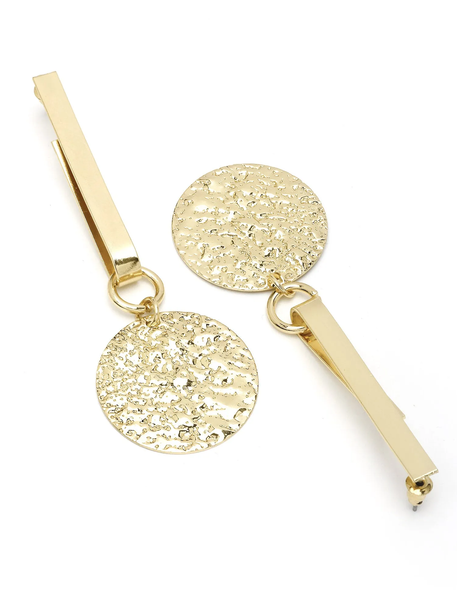 Bohey by KARATCART Gold Plated Hammered Finish Drop Earrings for Women