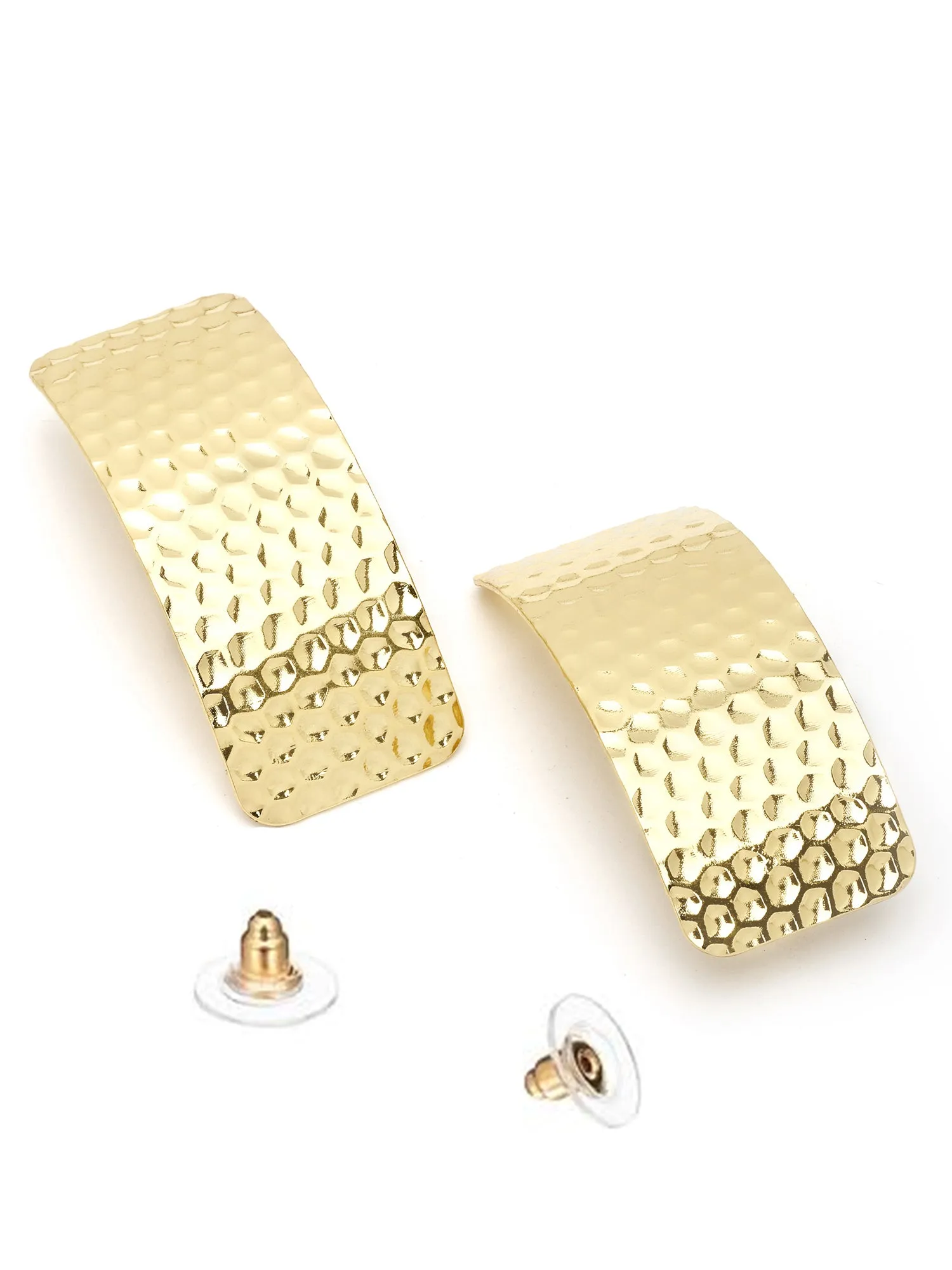 Bohey by KARATCART Gold Plated Hammered Finish Drop Earrings for Women