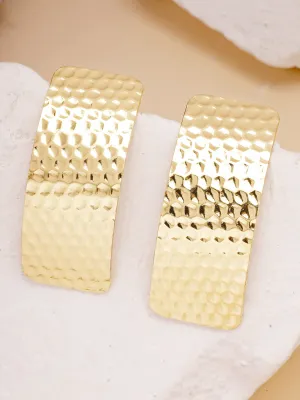 Bohey by KARATCART Gold Plated Hammered Finish Drop Earrings for Women