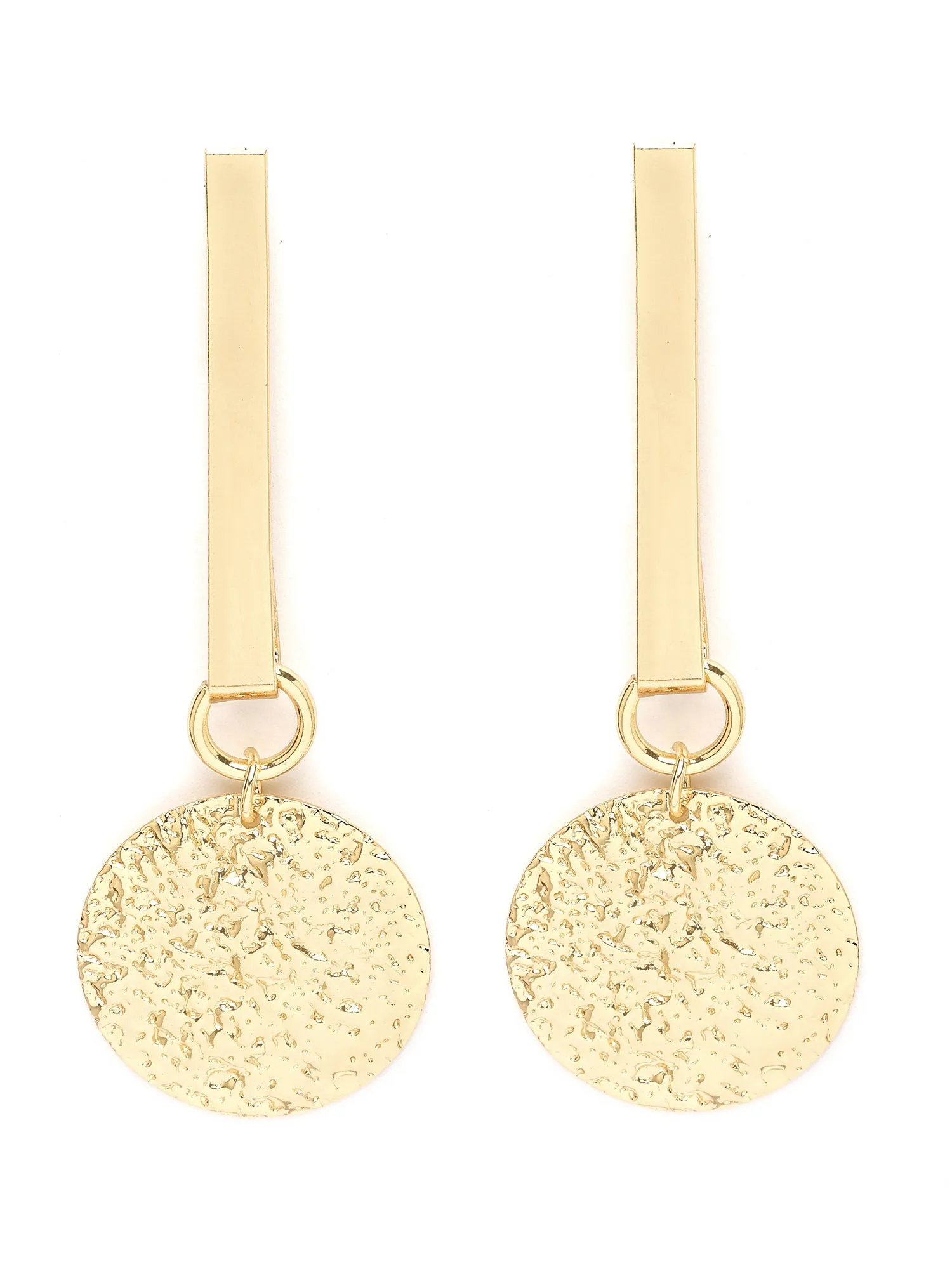 Bohey by KARATCART Gold Plated Hammered Finish Drop Earrings for Women