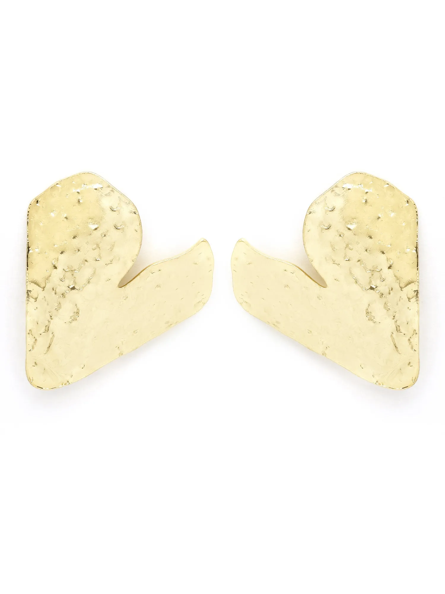 Bohey by KARATCART Gold Plated Hammered Heart Stud Earrings for Women