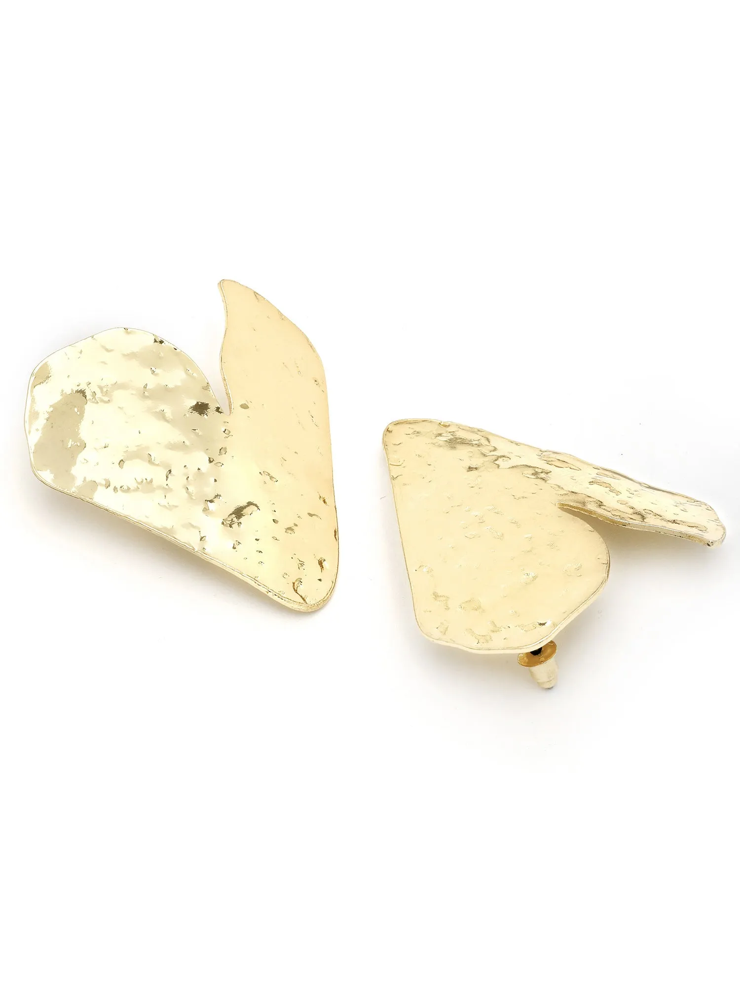 Bohey by KARATCART Gold Plated Hammered Heart Stud Earrings for Women