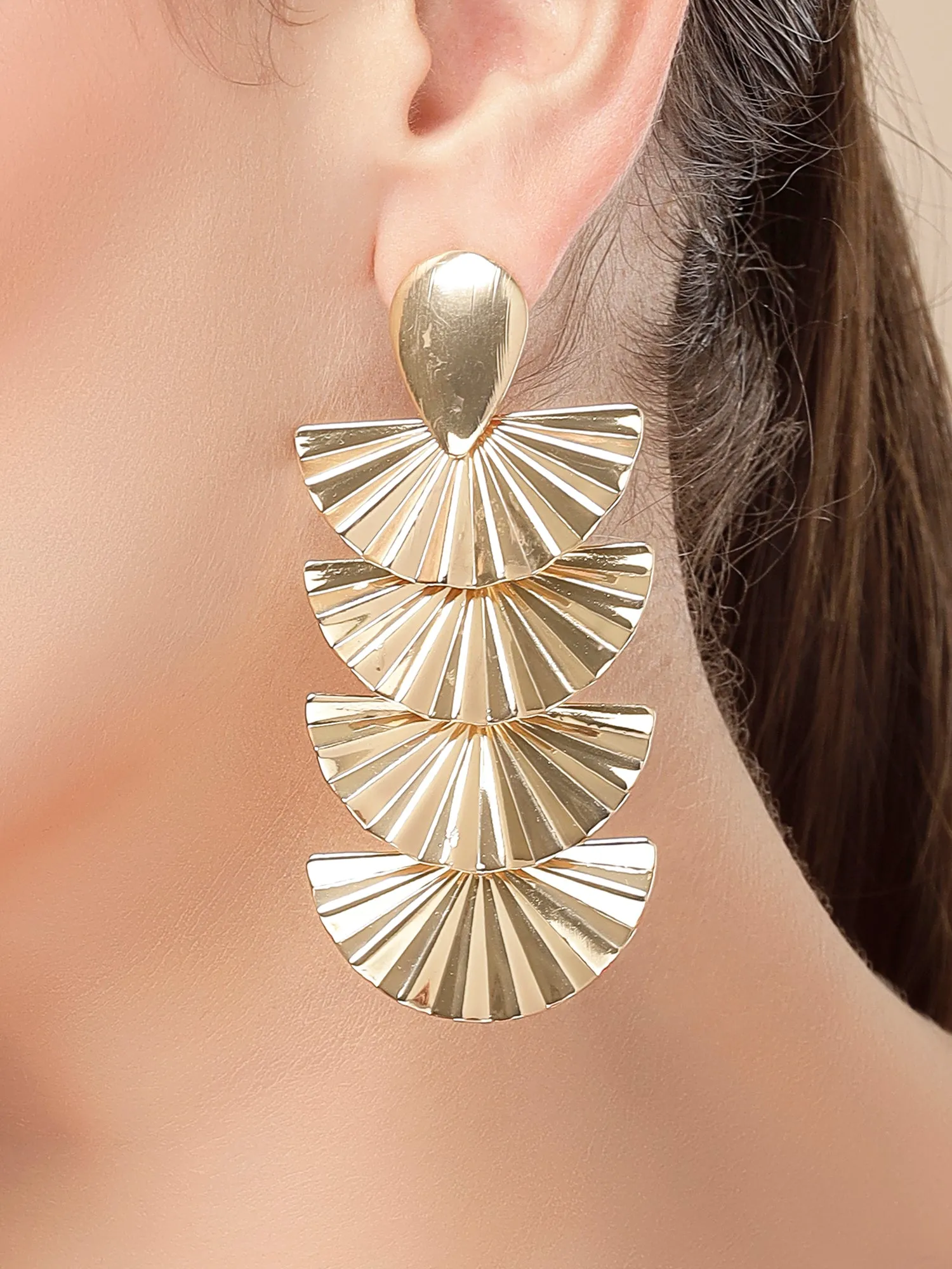 Bohey by KARATCART Gold Plated Leaf Design Drop Earrings for Women