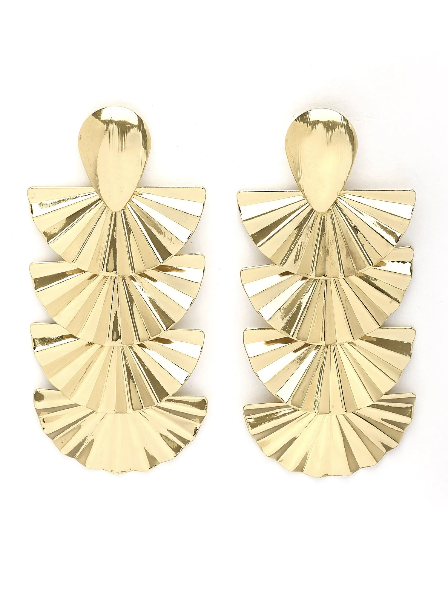 Bohey by KARATCART Gold Plated Leaf Design Drop Earrings for Women
