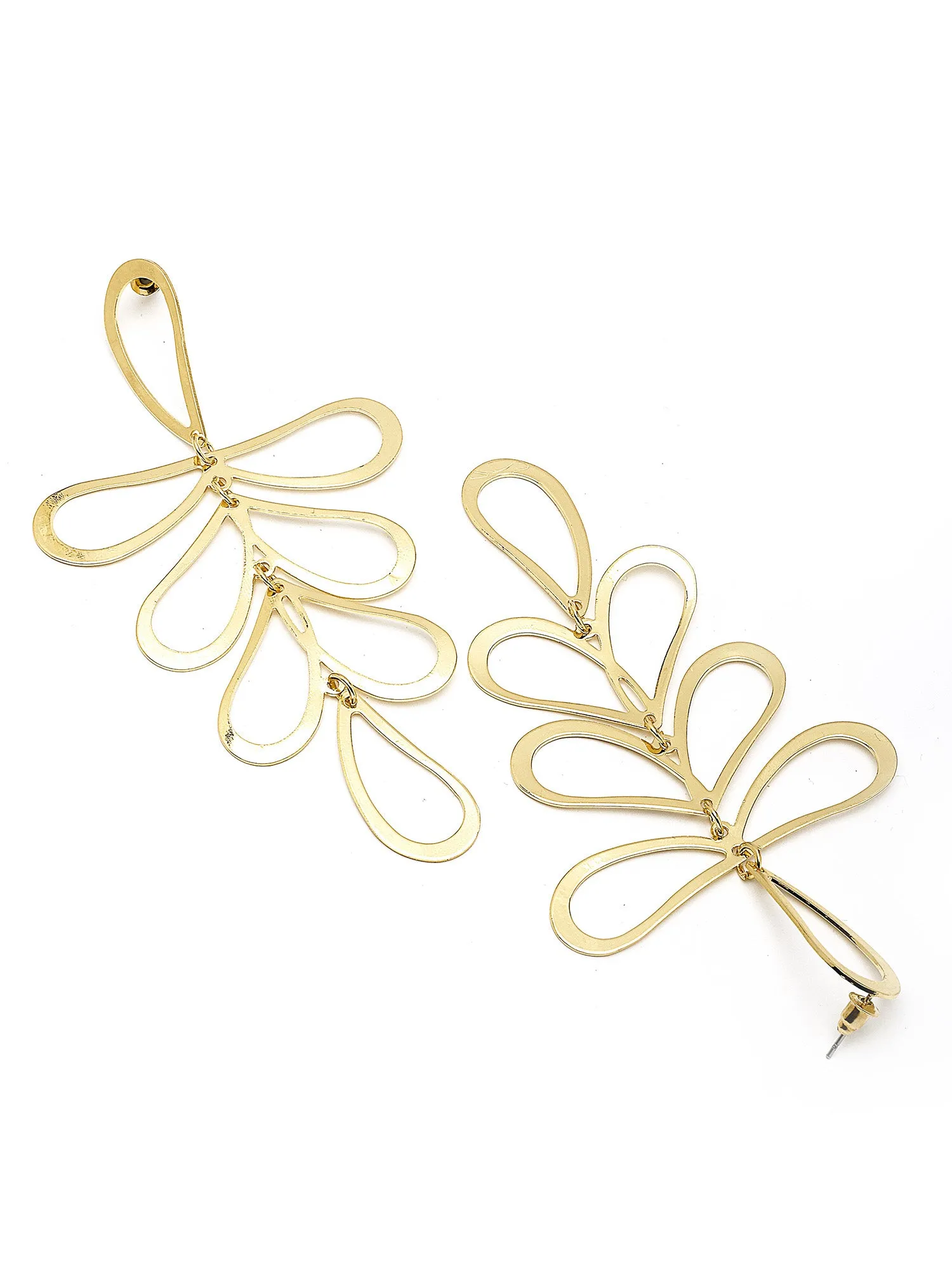 Bohey by KARATCART Gold Plated Leaf Design Drop Earrings for Women