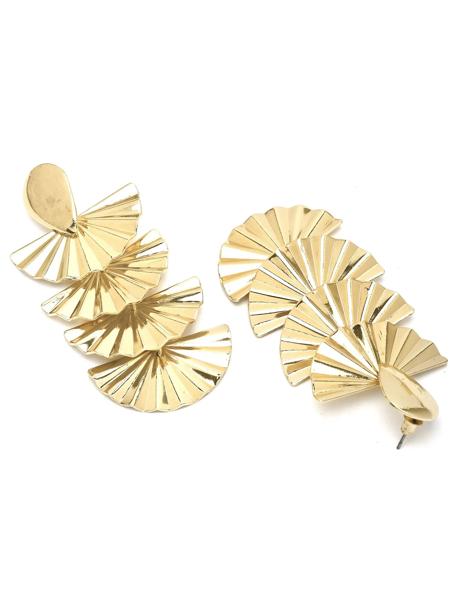 Bohey by KARATCART Gold Plated Leaf Design Drop Earrings for Women