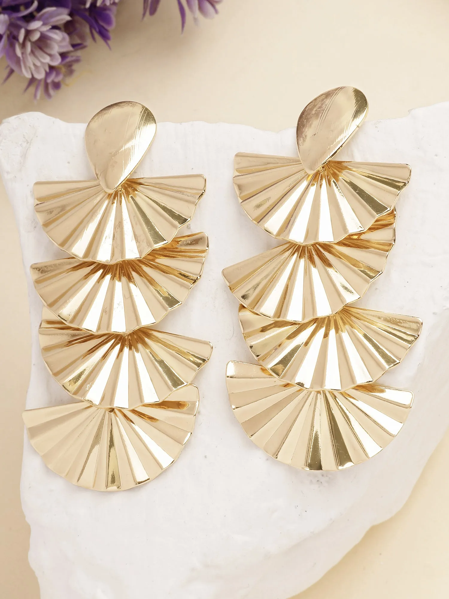 Bohey by KARATCART Gold Plated Leaf Design Drop Earrings for Women