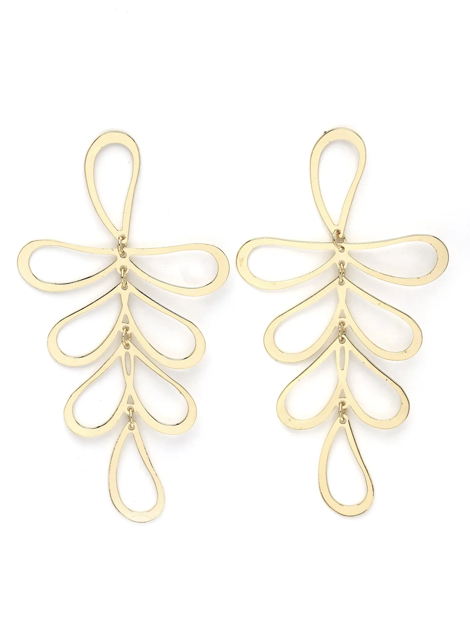 Bohey by KARATCART Gold Plated Leaf Design Drop Earrings for Women