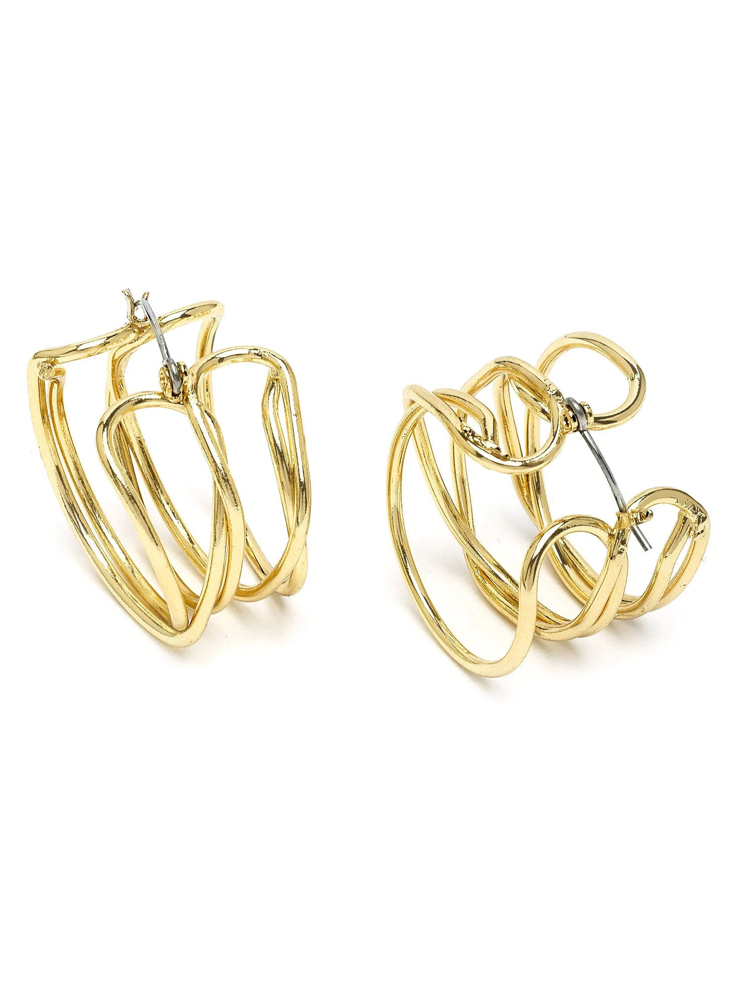 Bohey by KARATCART Gold Plated Multi Line Hoop Earrings for Women