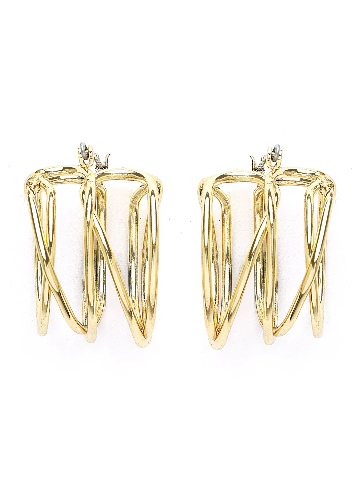 Bohey by KARATCART Gold Plated Multi Line Hoop Earrings for Women