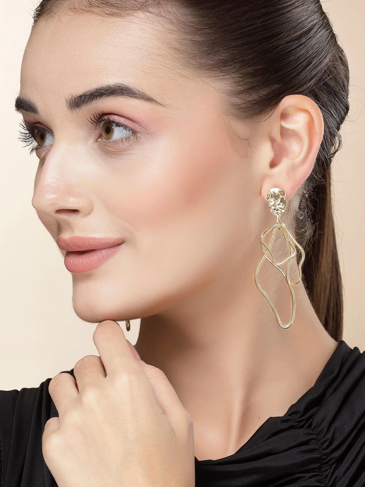 Bohey by KARATCART Gold Plated Twisted Drop Earrings for Women