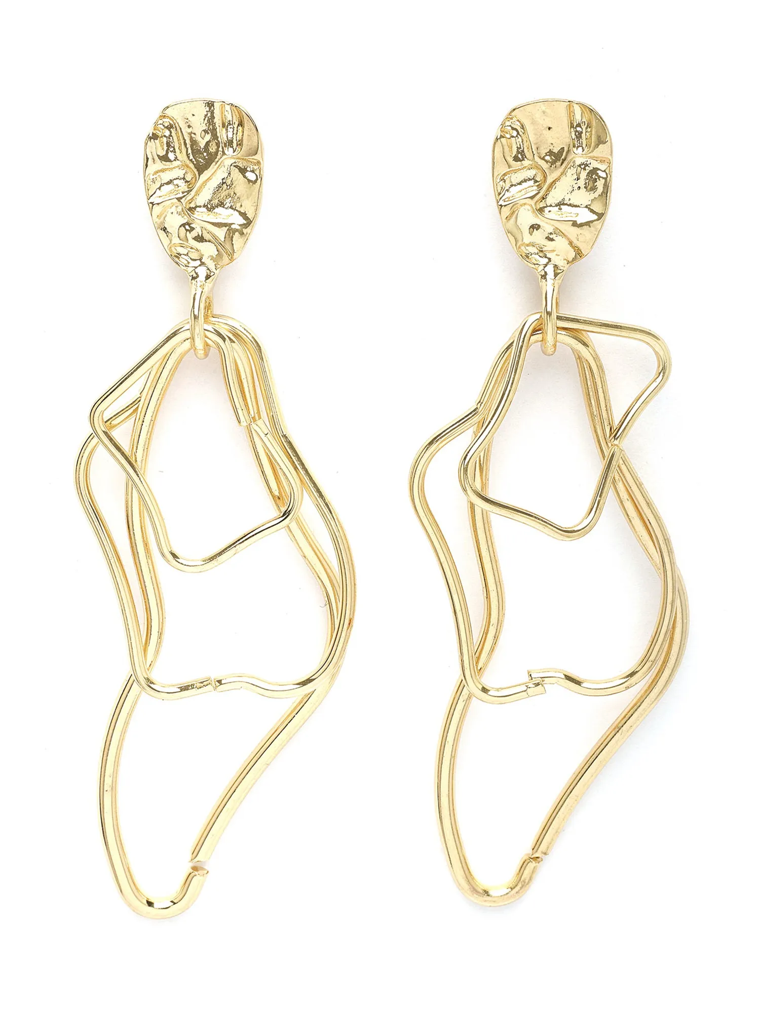 Bohey by KARATCART Gold Plated Twisted Drop Earrings for Women