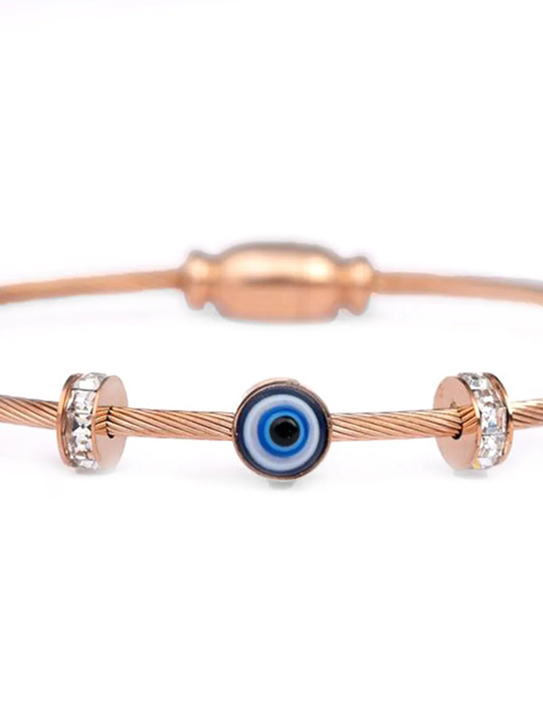 Bohey by KARATCART Rose Gold Plated CZ Evil Eye Bracelet for Women