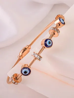 Bohey by KARATCART Rose Gold Plated CZ Evil Eye Bracelet for Women