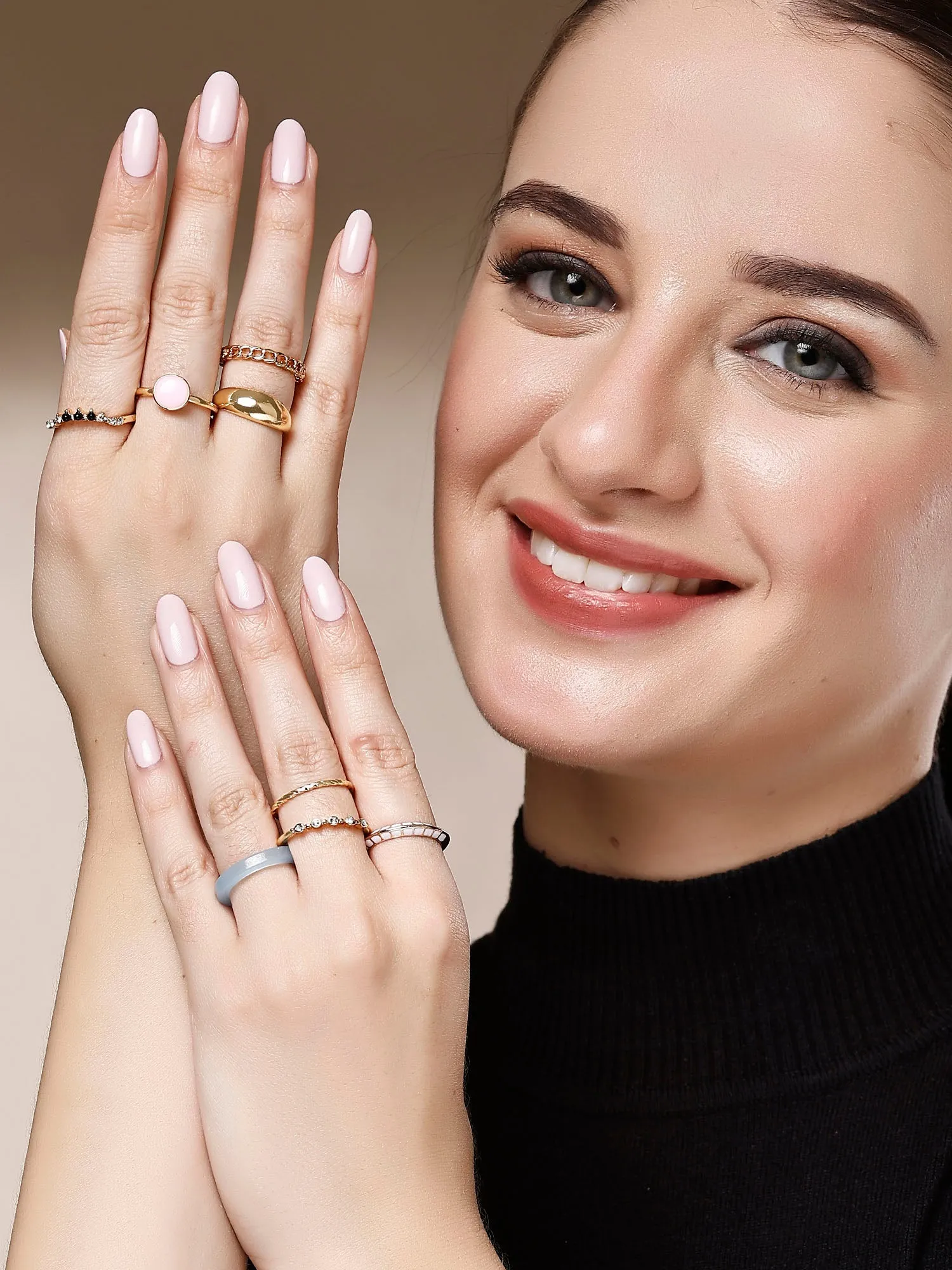 Bohey by KARATCART Set of 8 Gold-Plated Boho Midi Finger Rings for Women