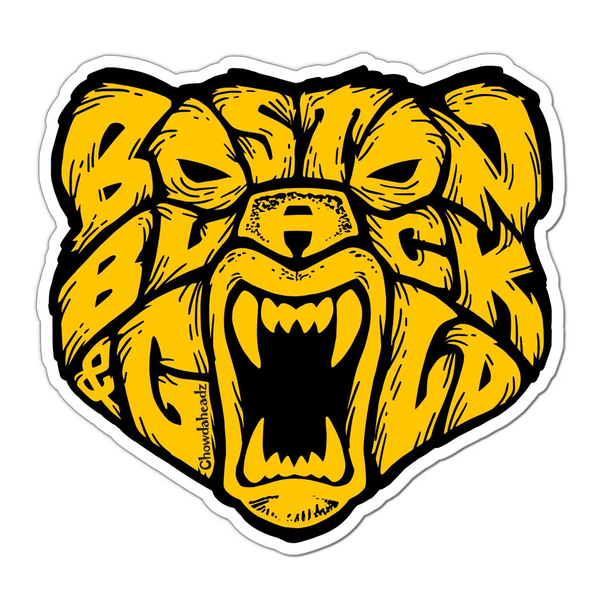 Boston Black & Gold Bear Sticker