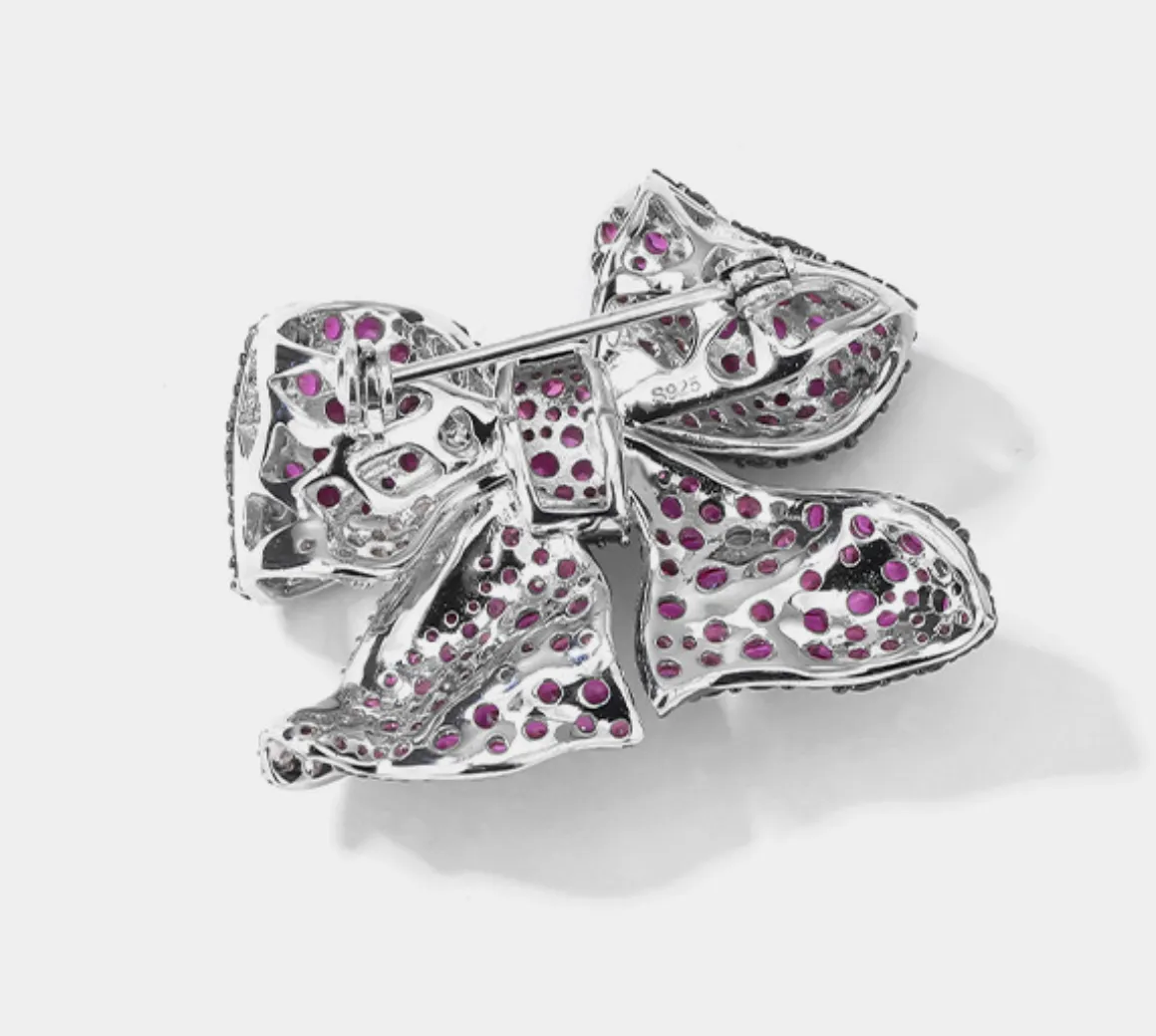 Bow Petal Diamond Brooch Red Hundred High-end Corsage