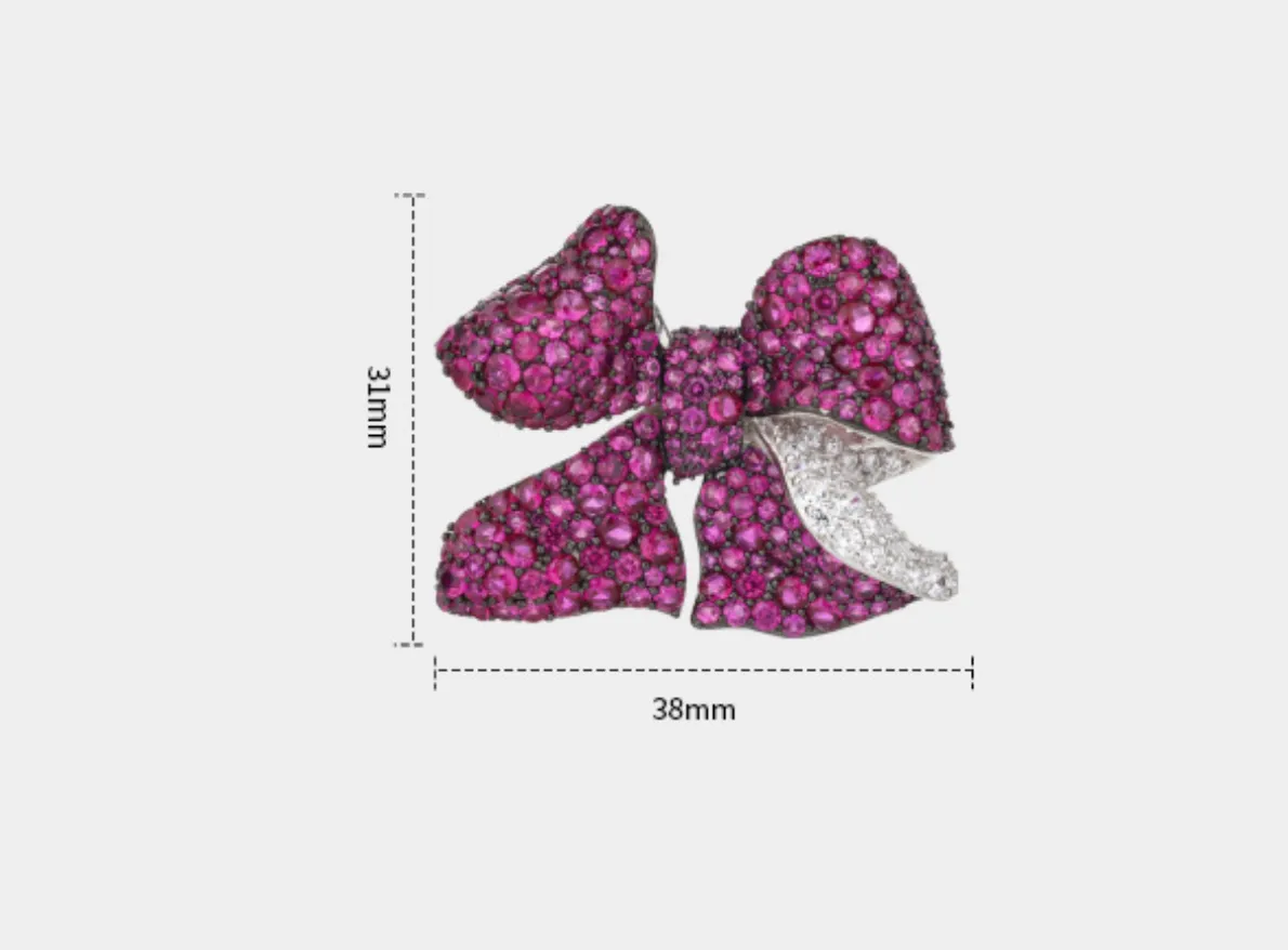 Bow Petal Diamond Brooch Red Hundred High-end Corsage