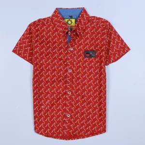 Boys Half Sleeves Casual Shirt Color Red