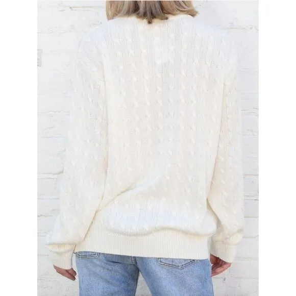 Brandy Melville Oversized Black Brianna Cotton Cable Knit Slouchy Sweater