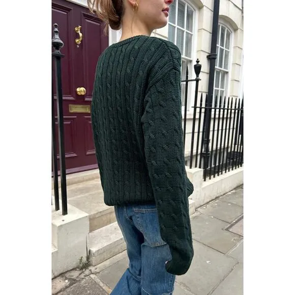 Brandy Melville Oversized Black Brianna Cotton Cable Knit Slouchy Sweater