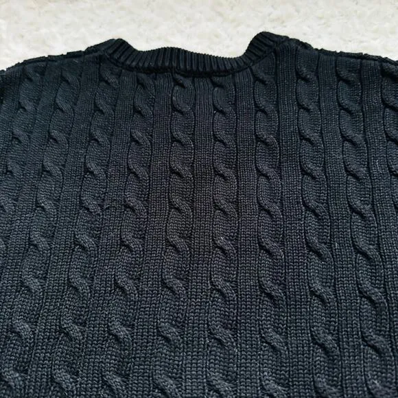 Brandy Melville Oversized Black Brianna Cotton Cable Knit Slouchy Sweater