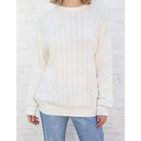 Brandy Melville Oversized Black Brianna Cotton Cable Knit Slouchy Sweater