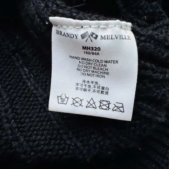 Brandy Melville Oversized Black Brianna Cotton Cable Knit Slouchy Sweater