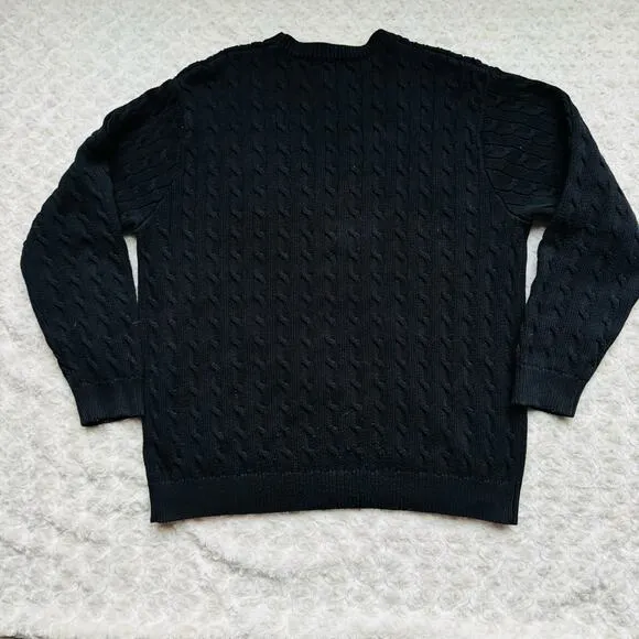 Brandy Melville Oversized Black Brianna Cotton Cable Knit Slouchy Sweater
