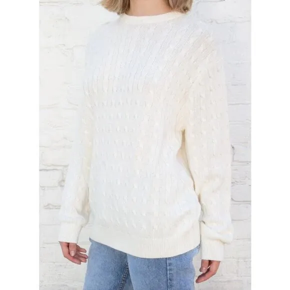Brandy Melville Oversized Black Brianna Cotton Cable Knit Slouchy Sweater